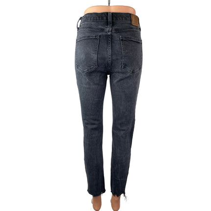 Aritzia Denim Forum Black Frayed Raw Hem High Rise Skinny Denim Jeans Pants 27