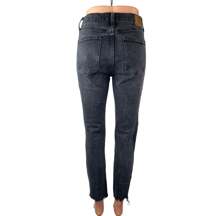 Aritzia Denim Forum Black Frayed Raw Hem High Rise Skinny Denim Jeans Pants 27