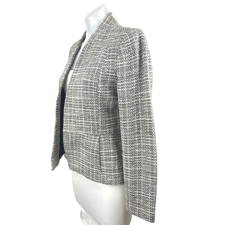 Mango Suit Women's Gray Tweed Plaid Check Crop Open Front Blazer Coat Jacket M