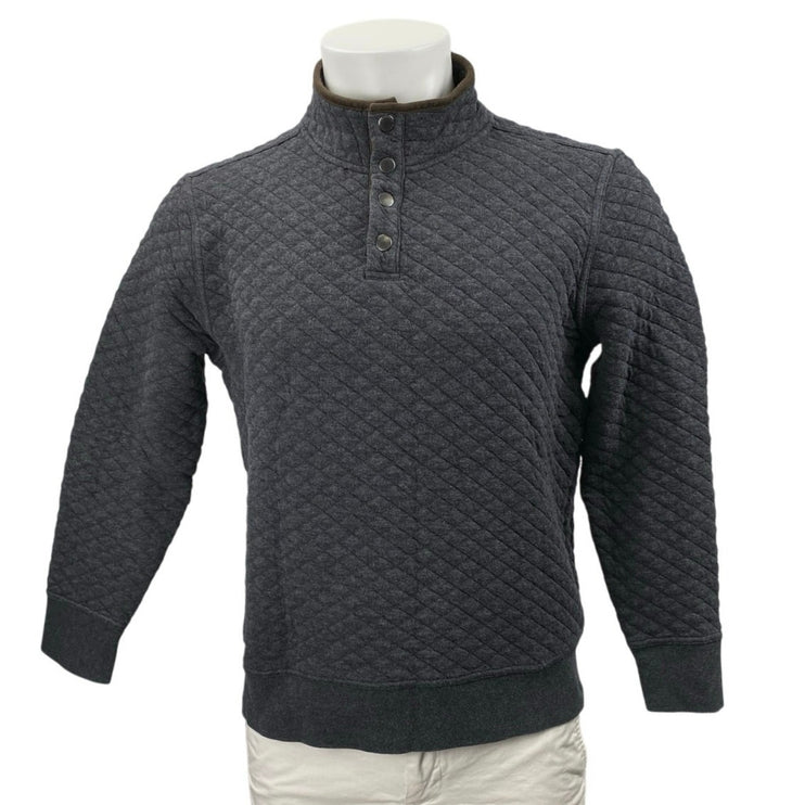 Banana Republic Men's Dark Gray Long Sleeve Quilted Snap Pullover Sweater Size S