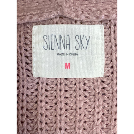 Sienna Sky Pink Ribbed Knit Colorblock Pocket Open Cardigan Sweater Top Size M