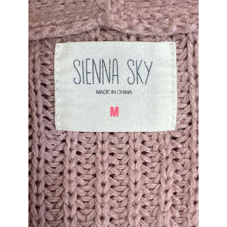 Sienna Sky Pink Ribbed Knit Colorblock Pocket Open Cardigan Sweater Top Size M