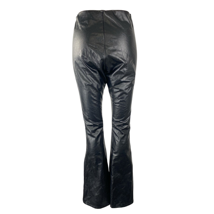 Dry Lake Black Faux Vegan Leather High Waisted Flare Bootcut Trousers Pants Sz S