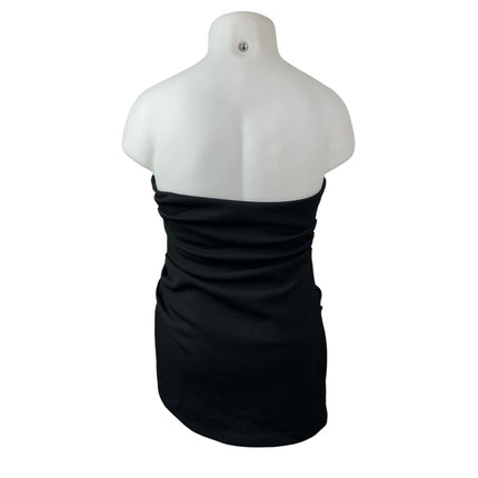Misha Womens Black Ruched Sleeveless Side Zip Tube Bandeau Mini Bodycon Dress 12