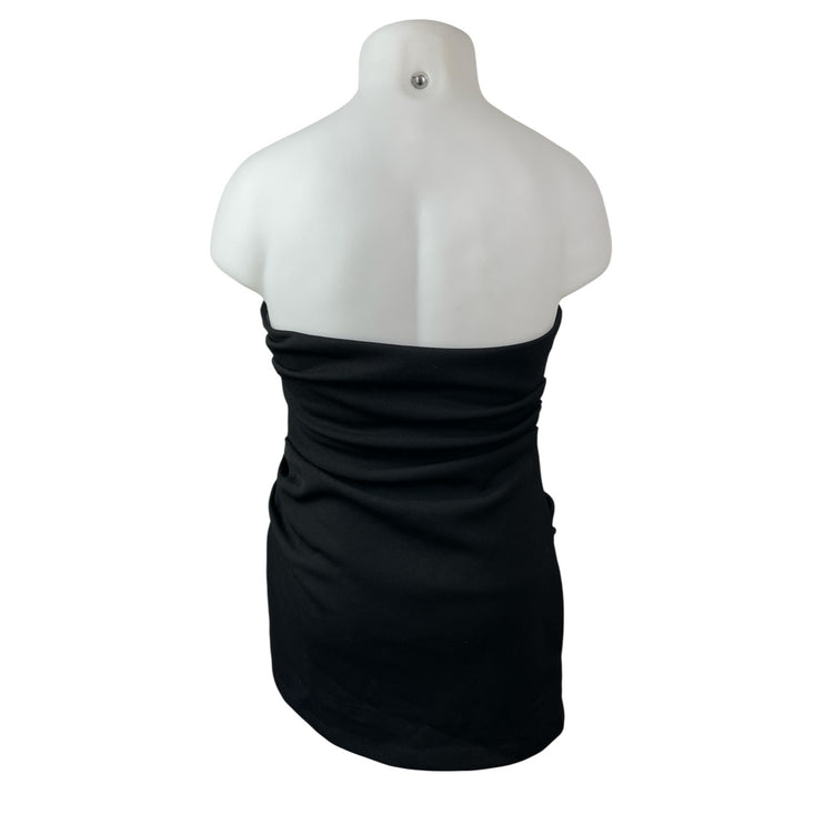 Misha Womens Black Ruched Sleeveless Side Zip Tube Bandeau Mini Bodycon Dress 12