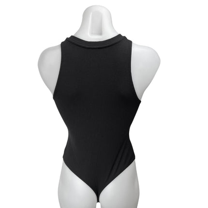 Aritzia Wilfred Free Black Ribbed Knit Round Neck Sleeveless Tank Bodysuit Top S