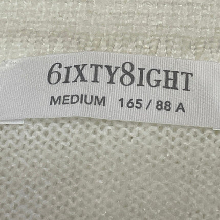6ixty8ight Womens White Knit Collared Short Sleeve Button Down Crop Shirt Top M