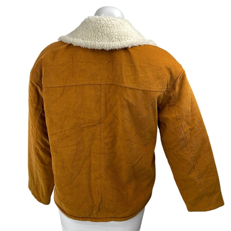 Madewell Brown Cream Resourced Sherpa-Lined Corduroy Button Front Coat Jacket XS
