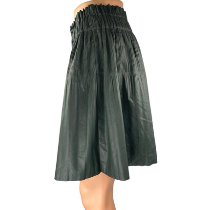 7 For All Mankind Green Faux Leather Elastic Waist Mini A-Line Flared Skirt Sz M