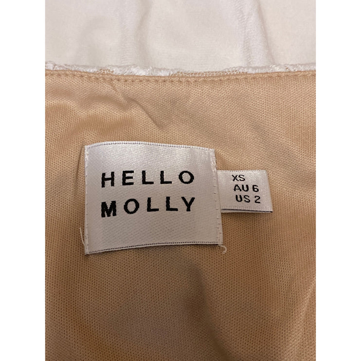 Hello Molly White Beige Floral Lace Sleeveless V Neck Cami Tank Bodysuit Top XS