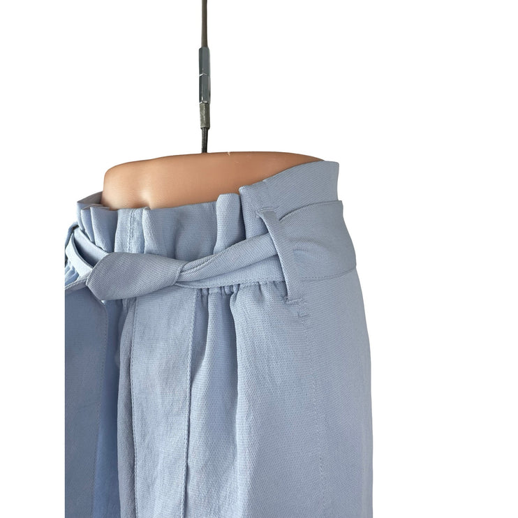 Aritzia Wilfred Women's Blue High Rise Belted Wide Leg Bermuda Paperbag Shorts 4