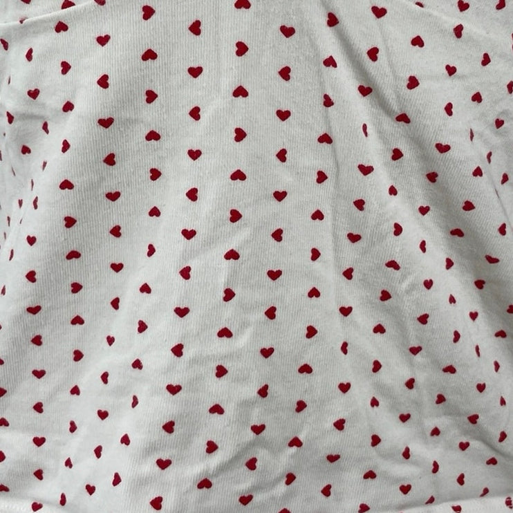Brandy Melville Women's White Red Hearts Love Lace Trim Cami Camisole Tank Top L