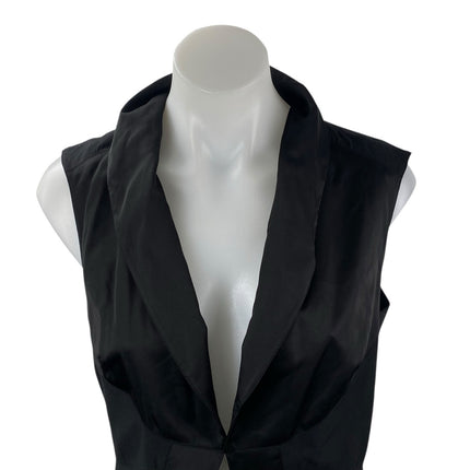 Bebe Women's Black Sleeveless Shawl Collar Career Vest Blazer Coat Jacket Size S