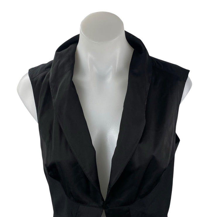 Bebe Women's Black Sleeveless Shawl Collar Career Vest Blazer Coat Jacket Size S