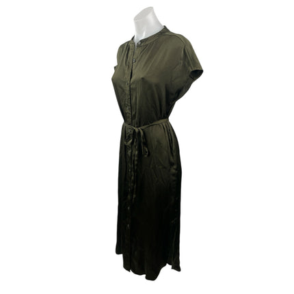 Banana Republic Women's Green Drop Short Sleeve Tie Waist Midi Shirt Dress XS
