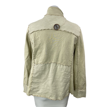 Neon Buddha Pieced-Panel Womens Beige Patchwork Cardigan Blazer Coat Jacket Sz M