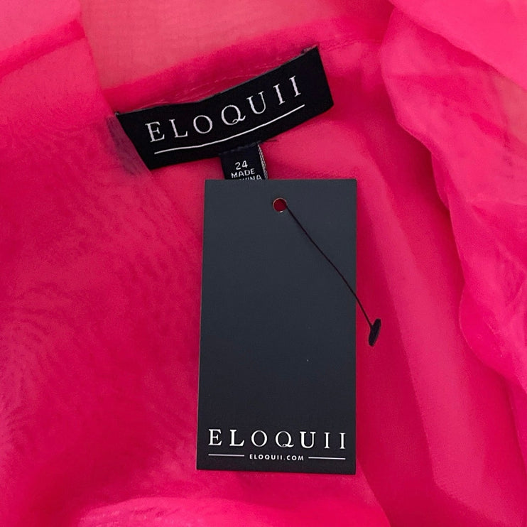 NEW Eloquii Pink Organza Sheer Mesh Tulle Sleeveless Tie Bow Tank Halter Top XL