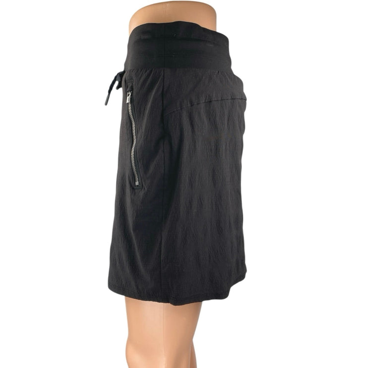 Athleta Women's Black High Waist Drawstring Mini Straight Pencil Skirt Skort 2