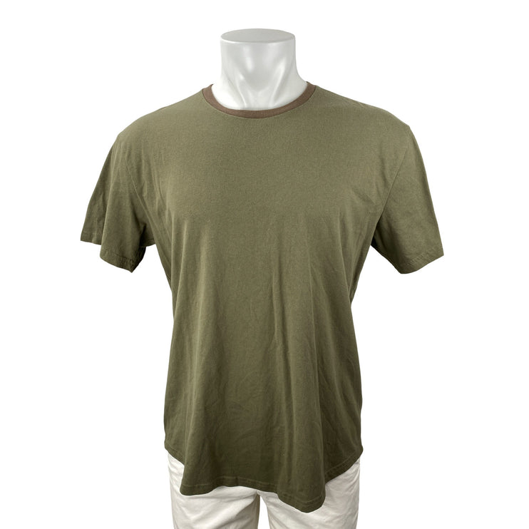 True Classic Mens Army Green Crew Neck Basic Short Sleeve T Shirt Tee Top Size L
