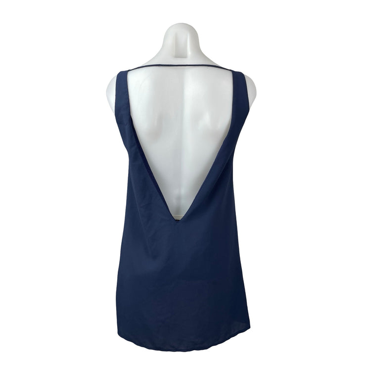 Tobi Women's Navy Blue Sleeveless Open Back Backless Tank A Line Mini Dress XS