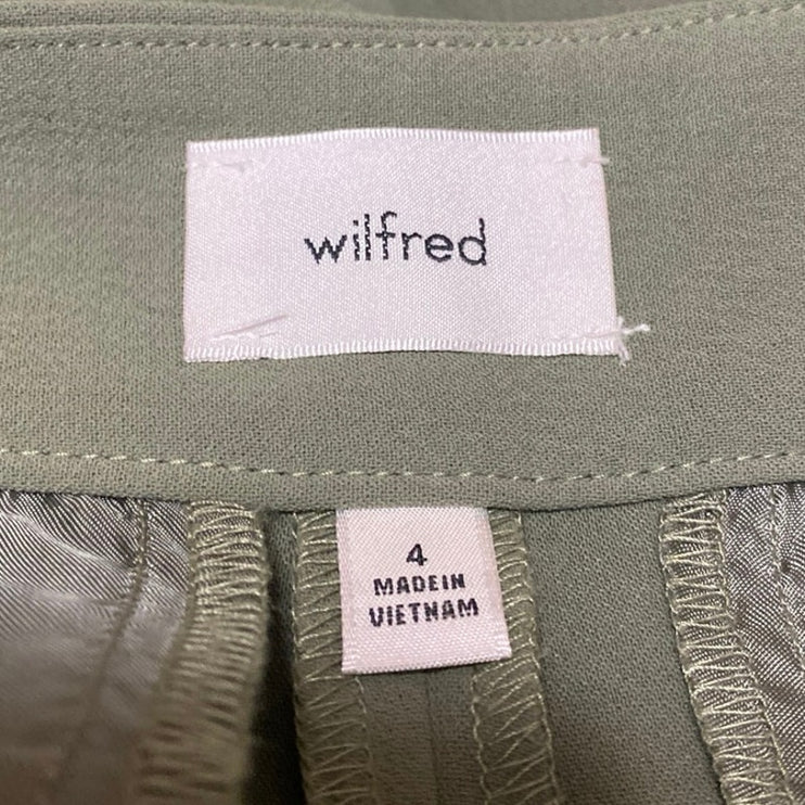 Aritzia Wilfred Olive Green High Waisted Flared Bootcut Trousers Dress Pants 4