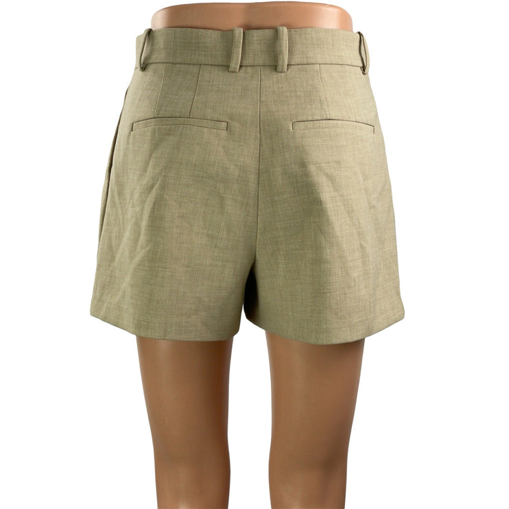 Aritzia Babaton Atelier Women's Beige Pleated High Waisted Casual Dress Shorts 4