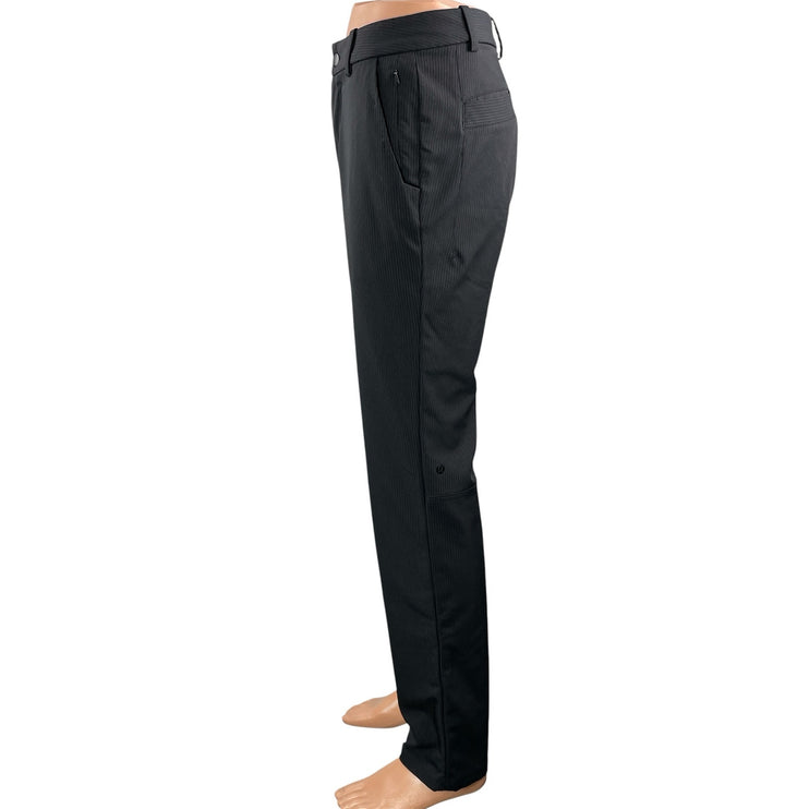 Lululemon Men's Black Mid Rise Pinstriped Straight Leg Trousers Dress Pants M