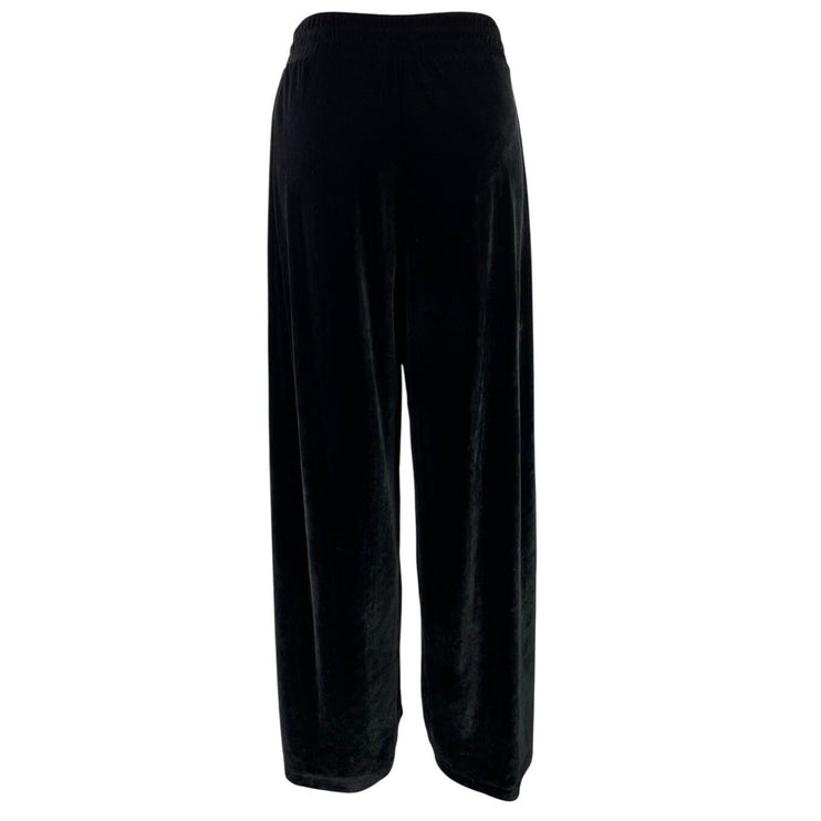 Zara Women's Black Velvet Velour High Waisted Palazzo Wide Leg Trousers Pants S