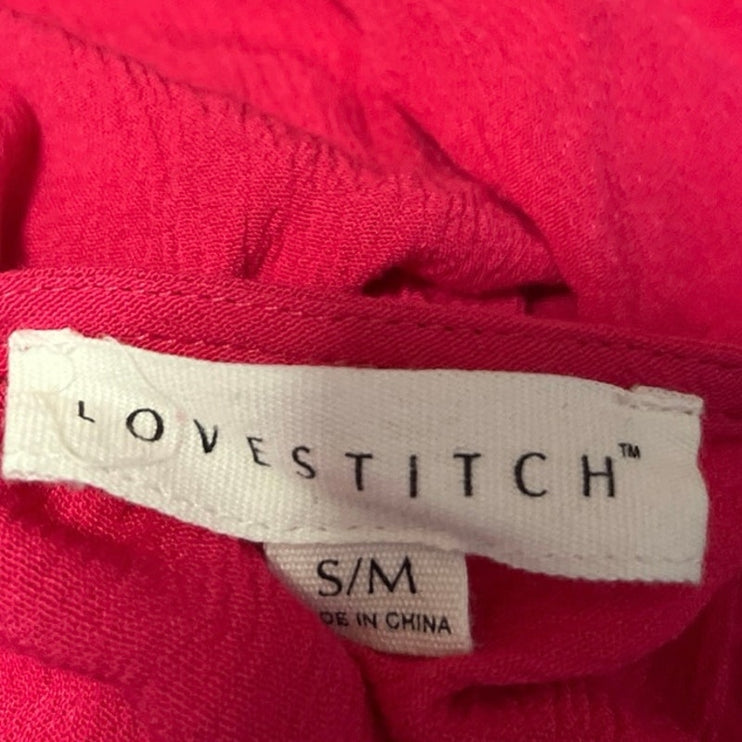 Lovestitch Pink Sleeveless Deep V-Neck Cami Camisole Tank Maxi Dress Size S/M