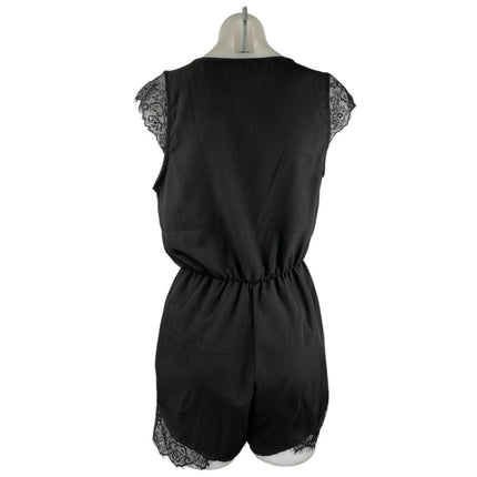Urban Outfitters Kimchi Blue Black Cap Sleeve V-neck Wrap Jumpsuit Romper Size S