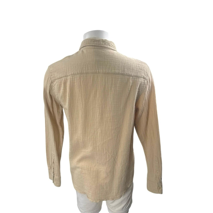 Club Monaco Beige Textured Collared Long Sleeve Casual Button Down Shirt Top L