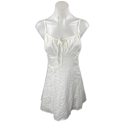 NEW Edit by Nine White Floral Sleeveless Cami Eyelet Mini A-Line Tank Dress S