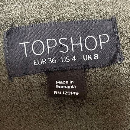 Topshop Women's Green High Waisted Pleated Straight Ankle Trousers Pants Size 4