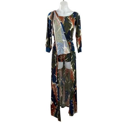Fashion Nova Night Moves Women's Multicolor Long Sleeves Tropical Maxi Dress XS