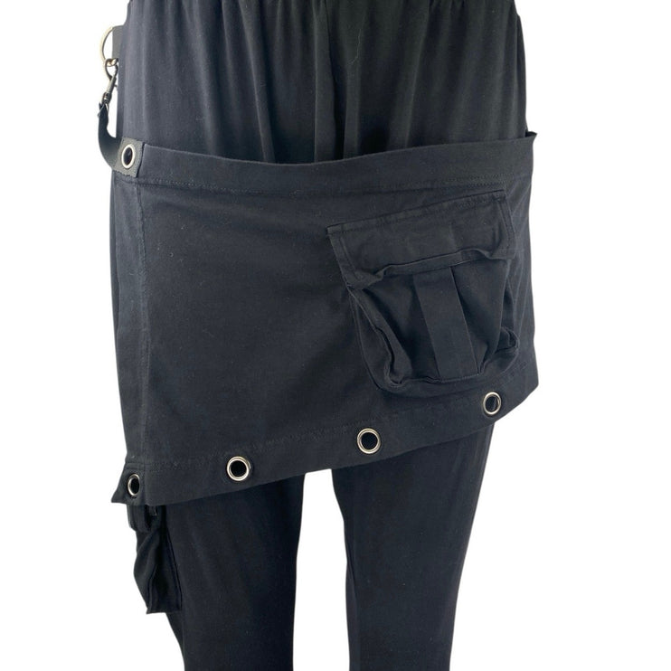 Dolls Kill Darker Wavs Women's Black Pocket Skirted Skinny Leggings Pants Size S