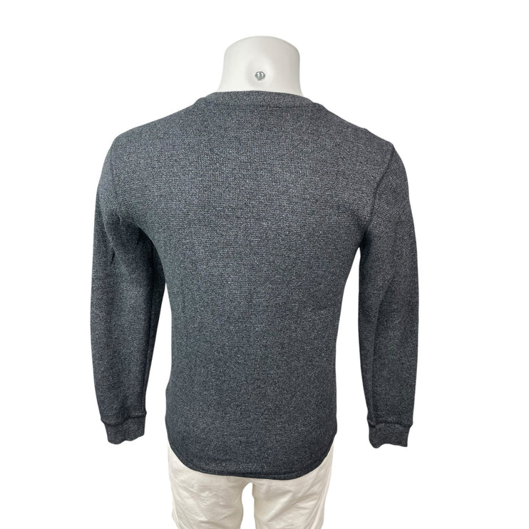 Faded Glory Mens Gray Waffle Knit Crew Neck Long Sleeve Sweatshirt Sweater Top S