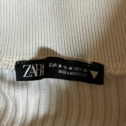 Zara Gray Ribbed Knit Collared Long Sleeve Sweatshirt Sweater Polo Shirt Top M