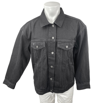 Gap Men's Black Button Down Long Sleeve Oversized Pocket Denim Jeans Jacket Sz L