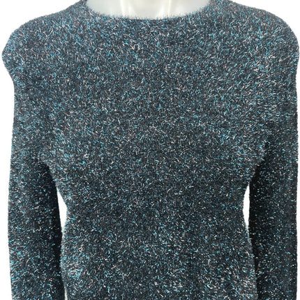 Banana Republic Women's Black Blue Metallic Long Sleeve Pullover Sweater Top XS
