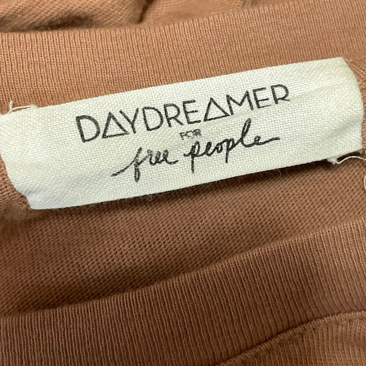 Free People Daydreamer Rolling Stone Brown Slit Short Sleeve Midi T Shirt Dress M