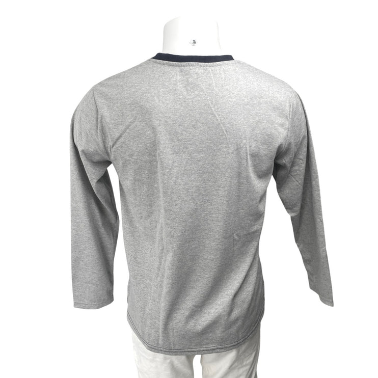 The White Company Men's Gray Knit V-Neck  Long Sleeve Casual Shirt Top Size S