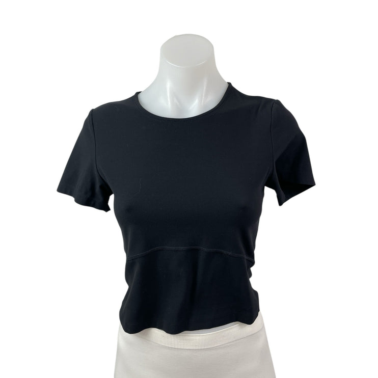 Aritzia TNAction Black Short Sleeve Crop Yoga Athletic Activewear T-Shirt Top M