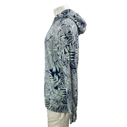 J.Crew Men's Blue Long Sleeves Tropical Print Hoodie Hooded Sweatshirt Top Sz MT
