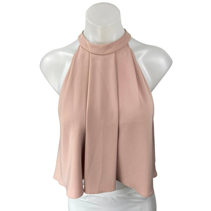 Watters & Watters Pink Halter Pleated Sleeveless Cropped Blouse Top Size 0