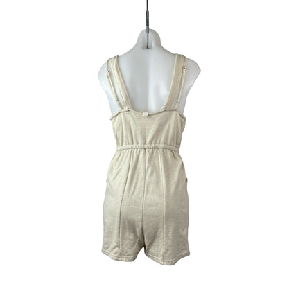 Daily Practice Beige Sleeveless V Neck Tie Waist Cami Tank Romper Shorts Size S