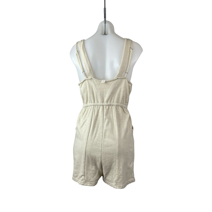 Daily Practice Beige Sleeveless V Neck Tie Waist Cami Tank Romper Shorts Size S