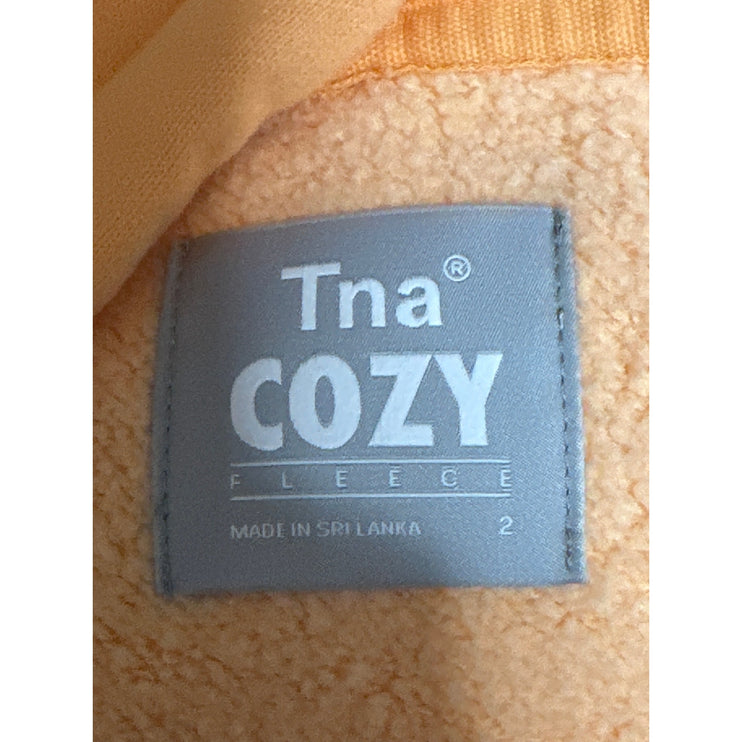Aritzia TNA Cozy Women's Coral Fleece Full Zip Hoodie Hooded Sweatshirt Top 2