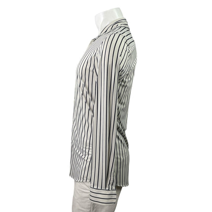 Zara Men's Black White Striped Slim Fit Long Sleeve Button Down Shirt Top Size S