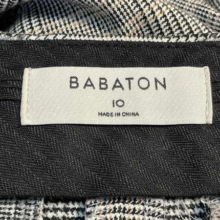 Aritzia Babaton Gray Plaid Checkered Pleated Wide Leg Trousers Dress Pants Sz 10