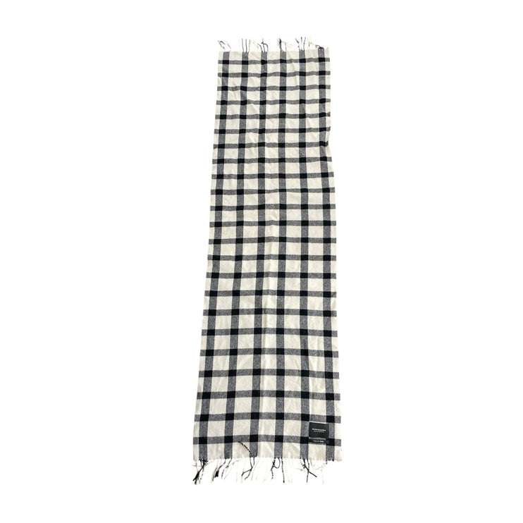 Scotch & Soda Wool Black White Plaid Check Fringe Snow Shawl Wrap Neck Scarf OS